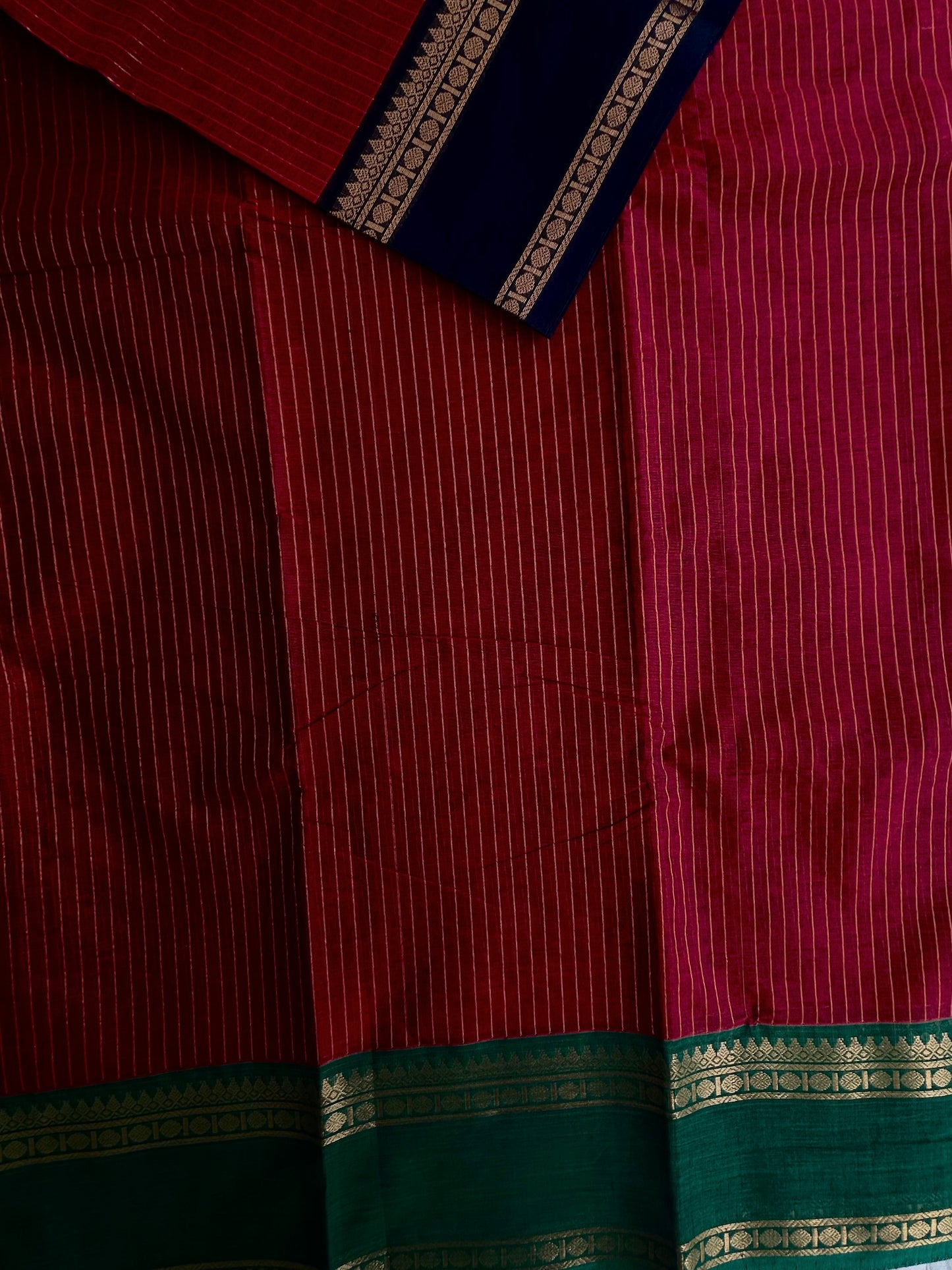 Kanchi cotton saree with Korvai ganga jamuna border