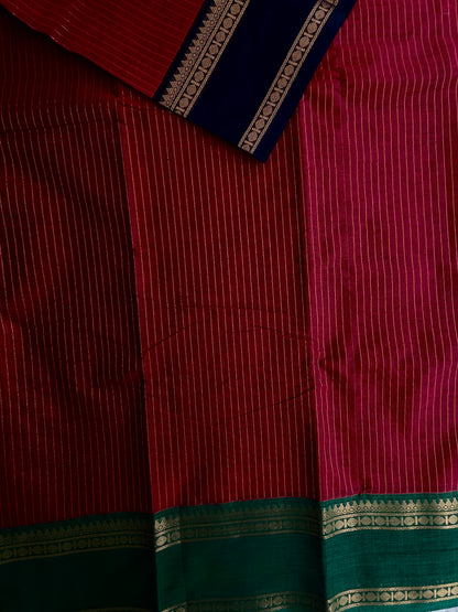 Kanchi cotton saree with Korvai ganga jamuna border