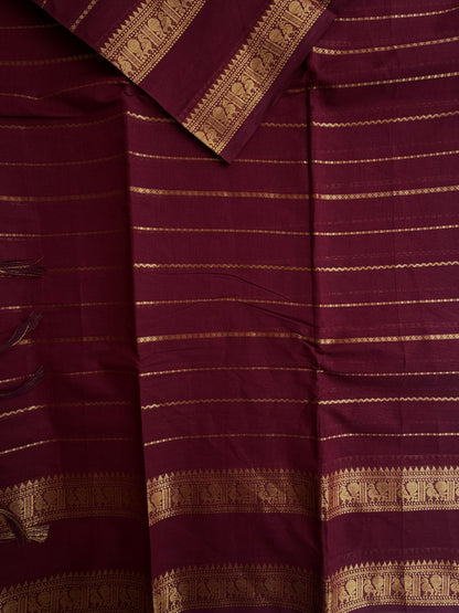 Kanchi cotton saree with Velthari pattern weaves maroon