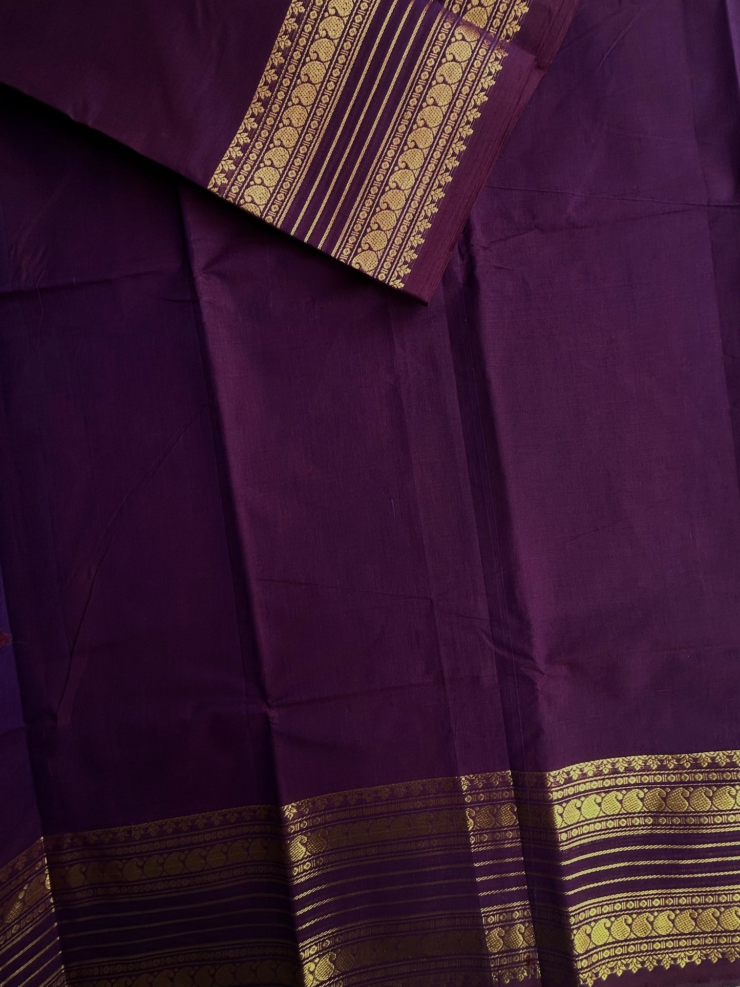 Kanchi cotton saree with zari weaves - purple