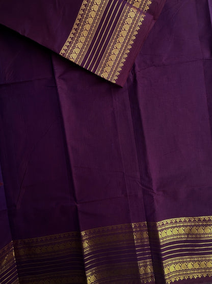 Kanchi cotton saree with zari weaves - purple