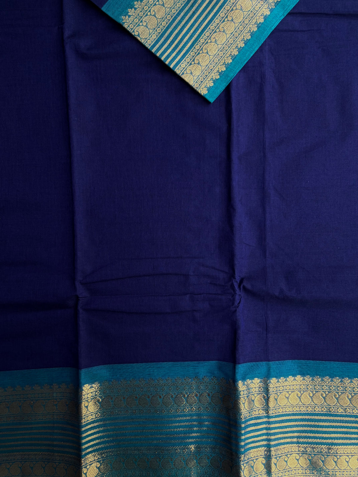 Kanchi cotton saree with zari weaves blue