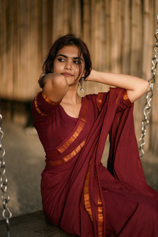 Sungudi Cotton saree with peacock border