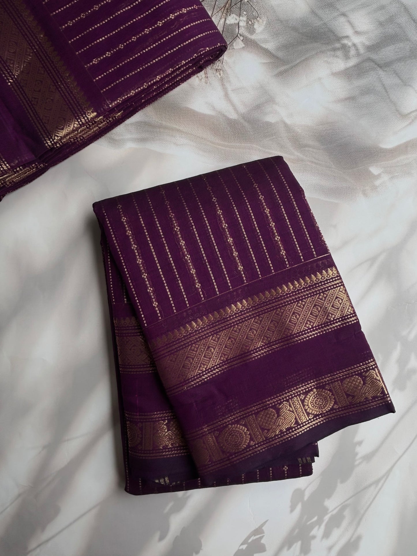 Kanchi Cotton saree with Vairaoosi weaves - purple