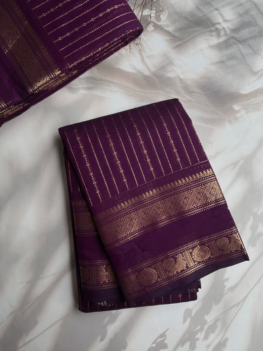 Kanchi Cotton saree with Vairaoosi weaves - purple