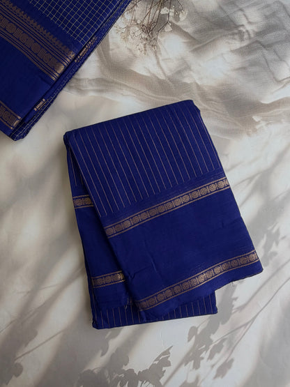 Kanchi cotton saree with Vairaoosi weaves blue