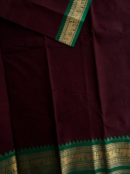Kanchi cotton saree with rettapett border