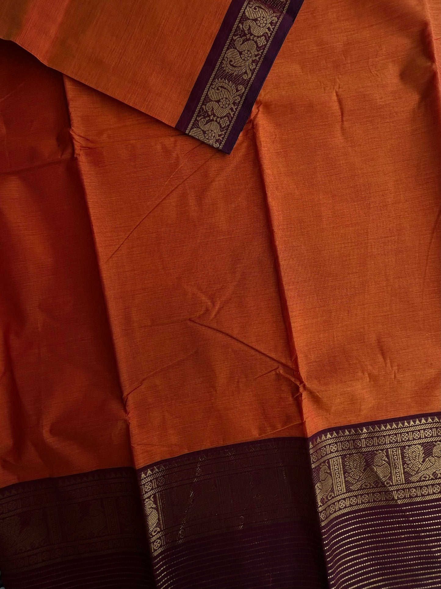 Kanchi cotton saree with zari lines border
