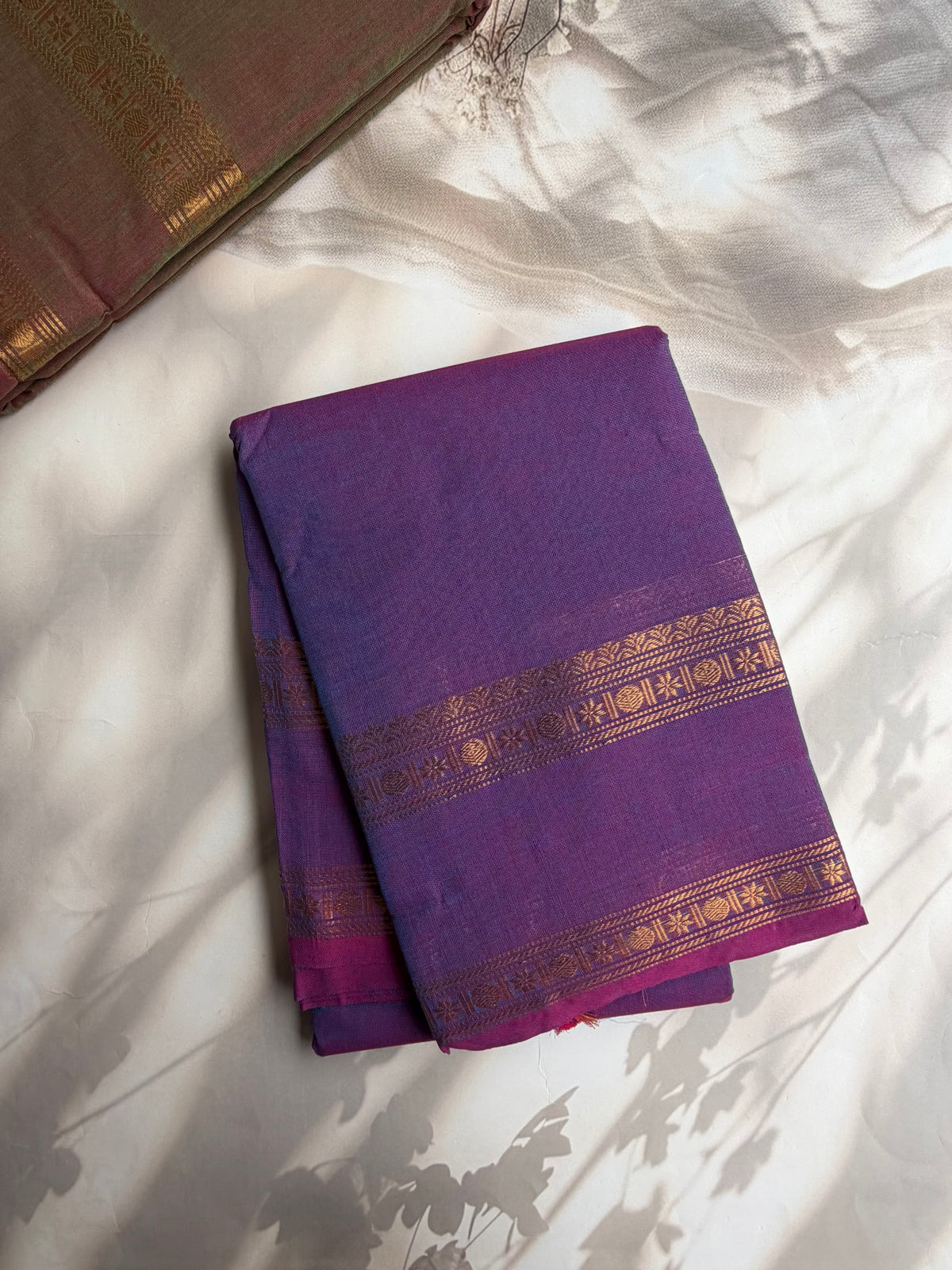 Kanchi cotton saree with zari border dual tone