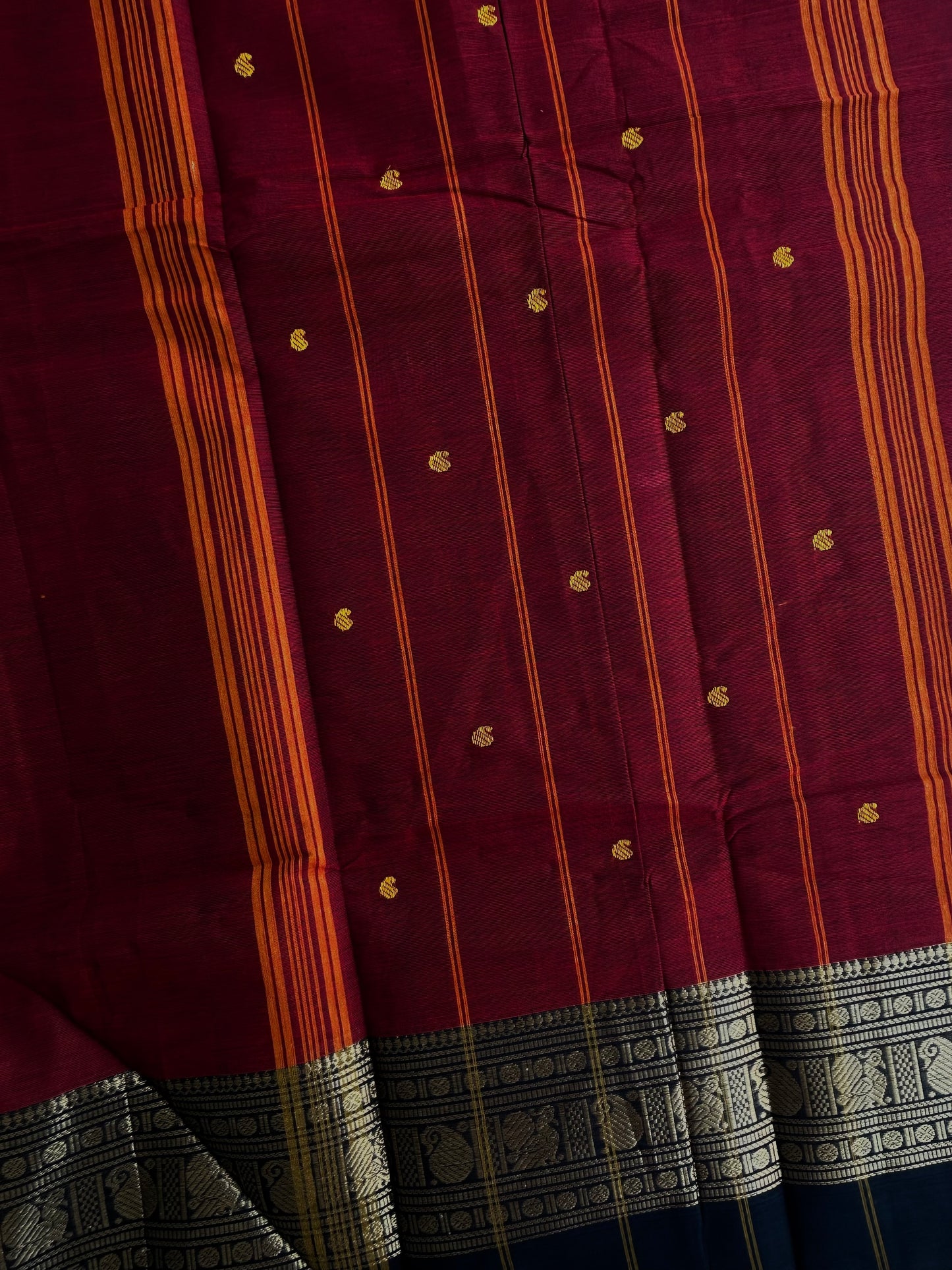 Kanchi cotton saree with butta weaves
