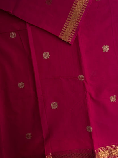 Kanchi cotton saree with annam zari butta weaves - pink