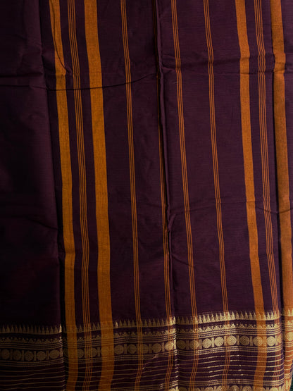 Kanchi cotton saree with zari weaves brown