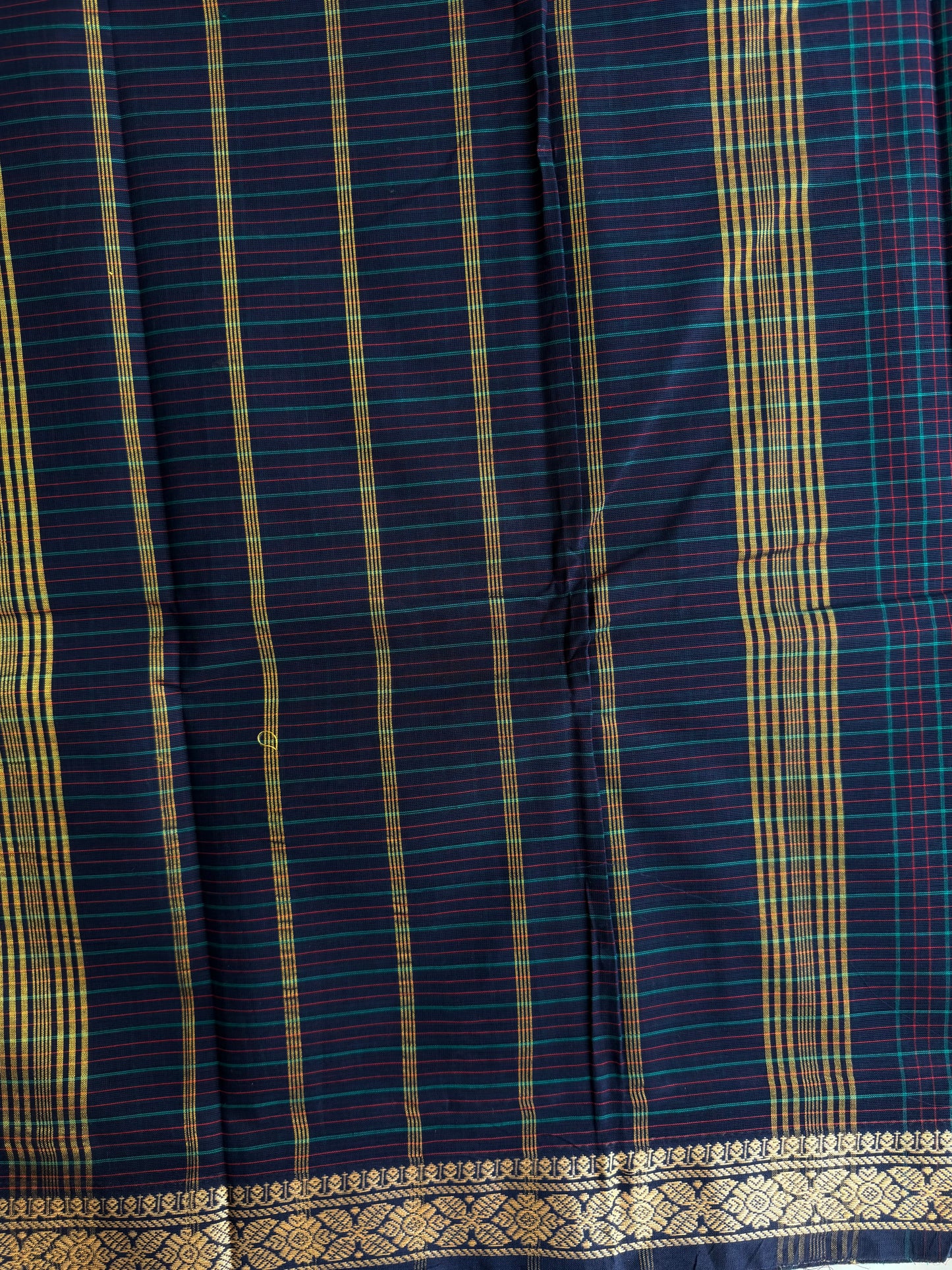 Kanchi cotton saree in kattam pattern - multicolor