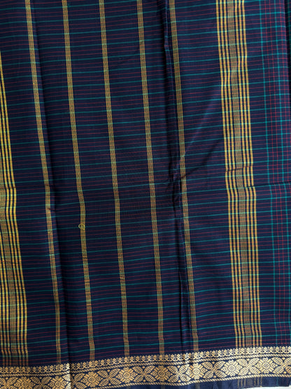 Kanchi cotton saree in kattam pattern - multicolor