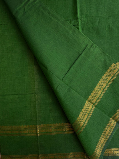 Kanchi cotton saree with zari weaves green