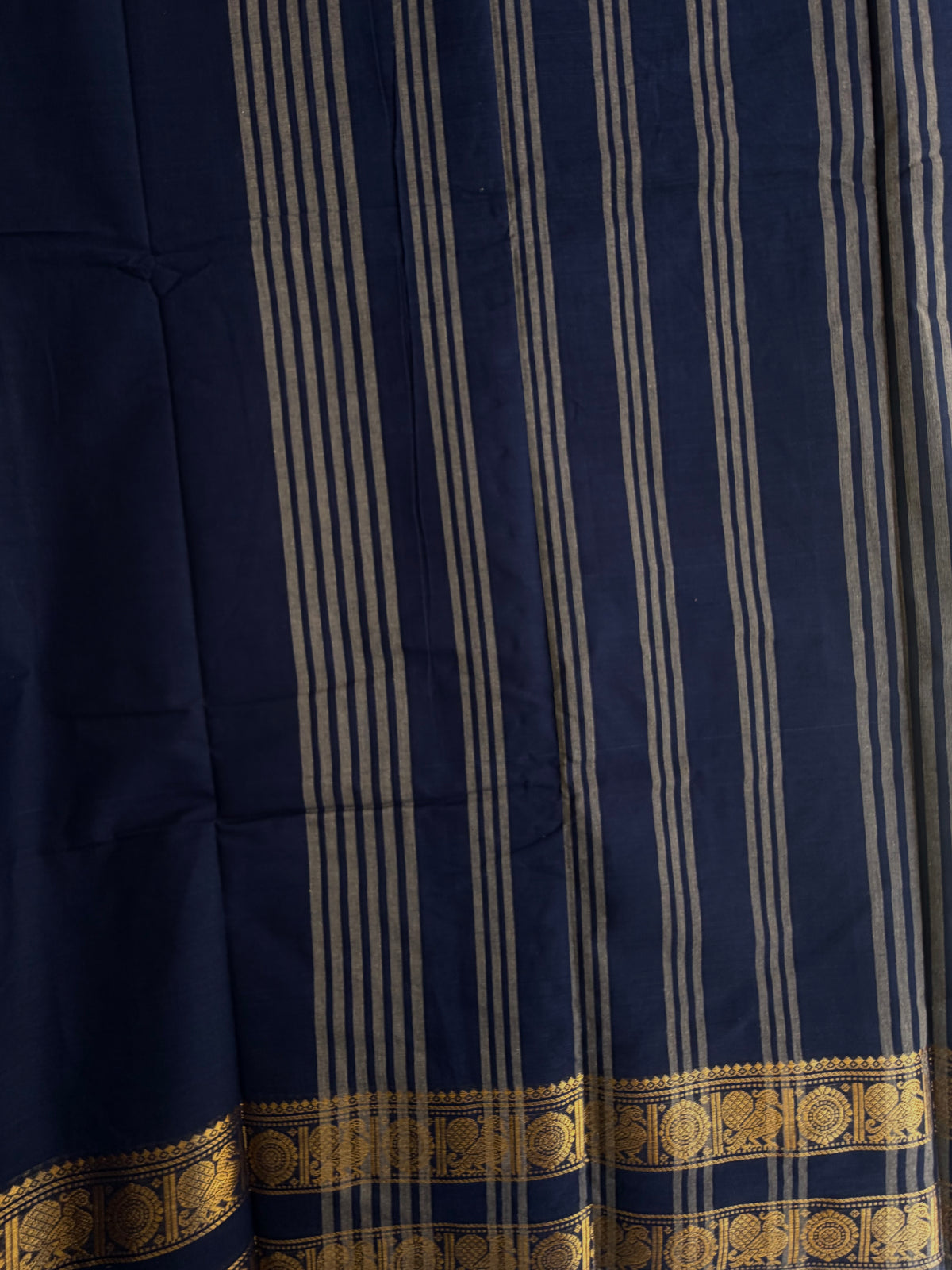 Kanchi cotton saree with zari weaves - dark blue