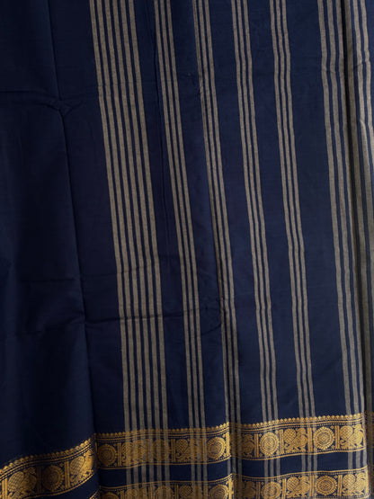 Kanchi cotton saree with zari weaves - dark blue
