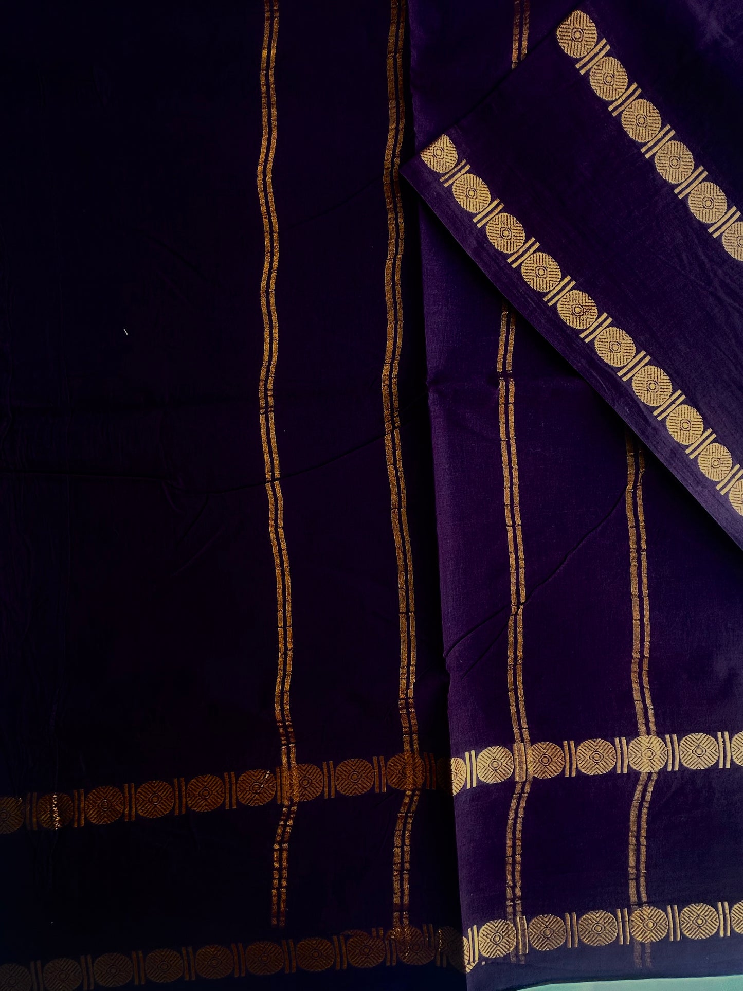 Sungudi Cotton saree with rudraksham border brown