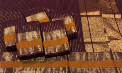 Kanchi Vairaoosi weaves saree - brown