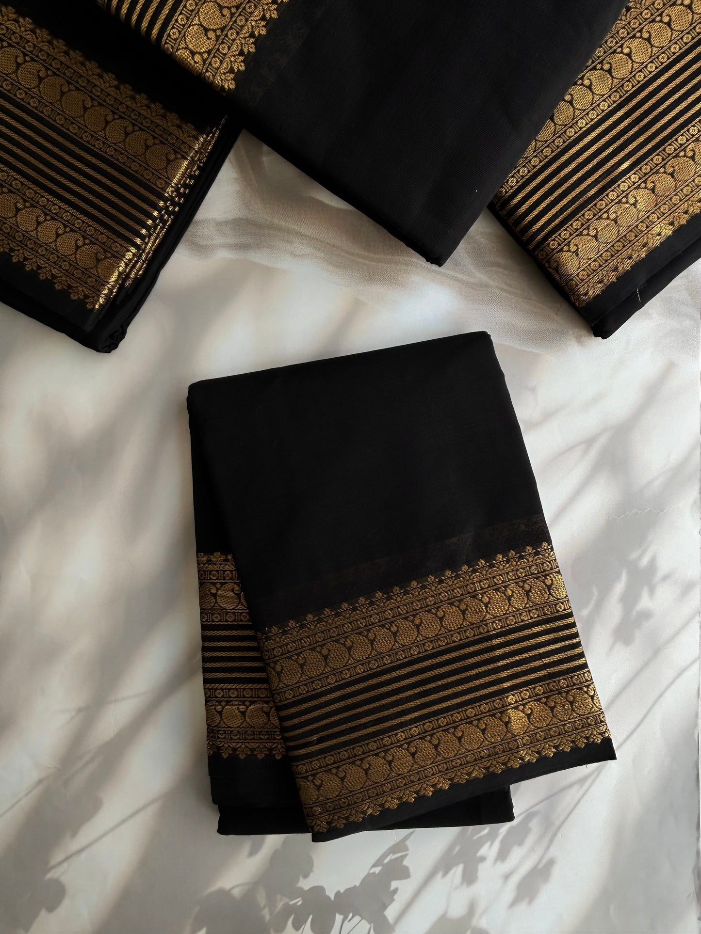 Kanchi cotton saree with zari weaves Black