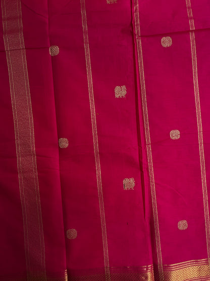 Kanchi cotton saree with annam zari butta weaves - pink