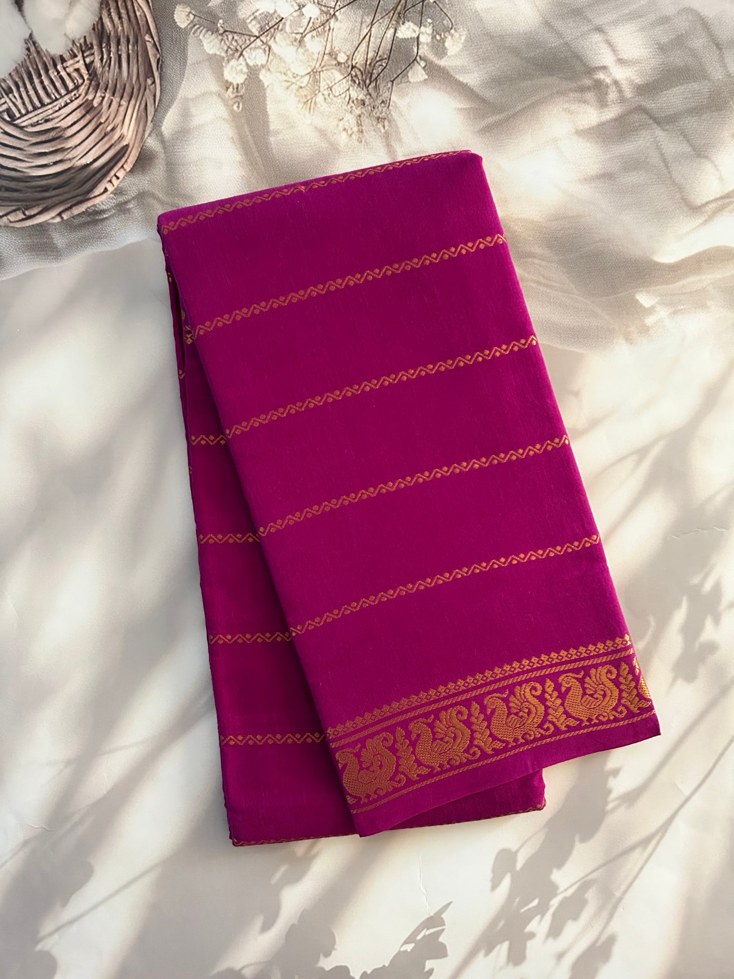 Velthari Sungudi Cotton saree Fuscia pink