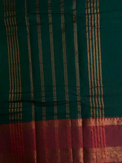Kanchi cotton saree with contrast zari border
