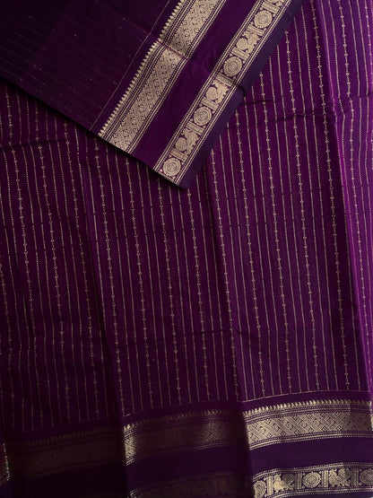 Kanchi Cotton saree with Vairaoosi weaves - purple