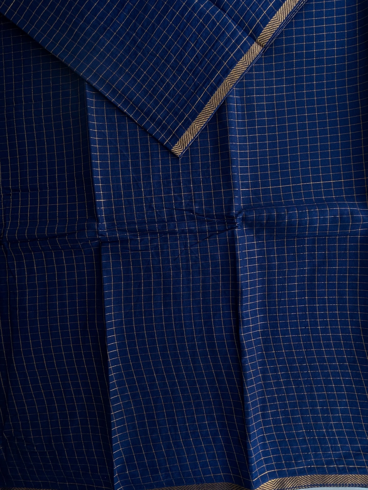 Sungudi Cotton saree in checks- blue