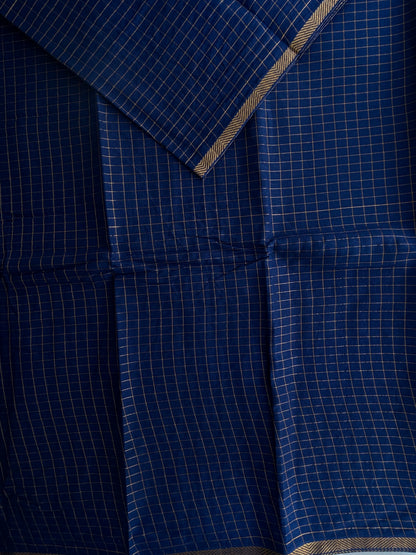 Sungudi Cotton saree in checks- blue
