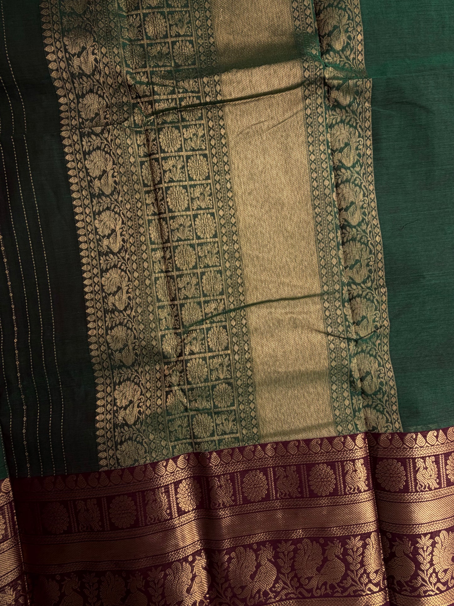 Kanchi cotton Vairaoosi weaves saree - green