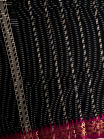 Black Kanchi cotton checks saree