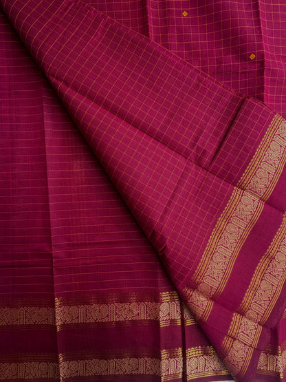 Kanchi cotton saree with kattam & butta weaves