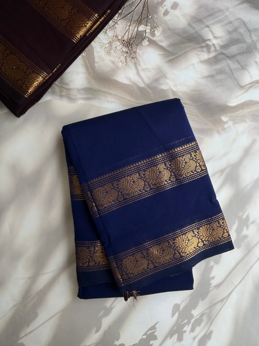 Kanchi cotton saree with peacock zari weaves