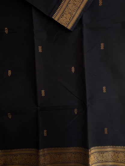 Kanchi cotton saree black with zari weaves