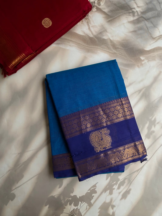 Kanchi cotton saree with zari weaves