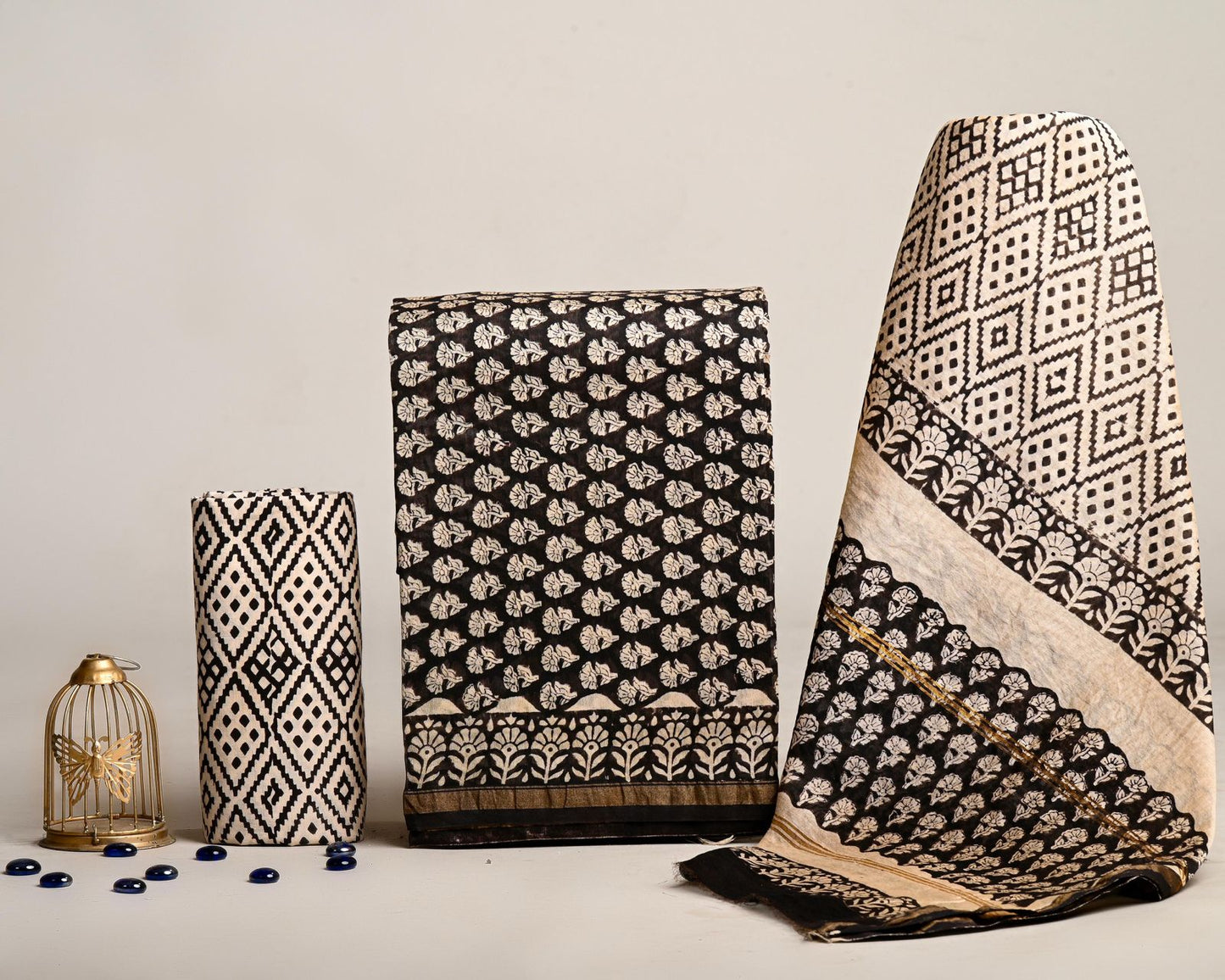 Chanderi silk cotton set in blockprints