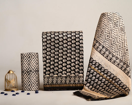 Chanderi silk cotton set in blockprints