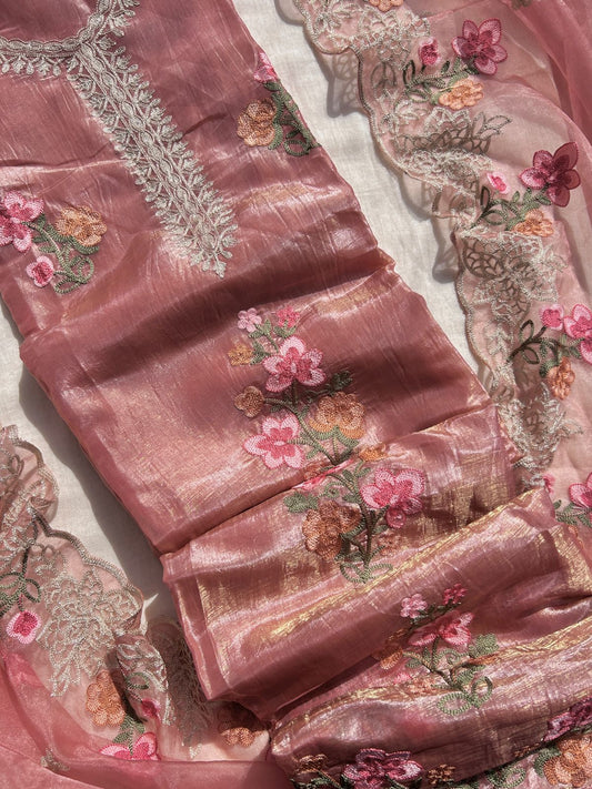 Embroidered crush tissue suit set