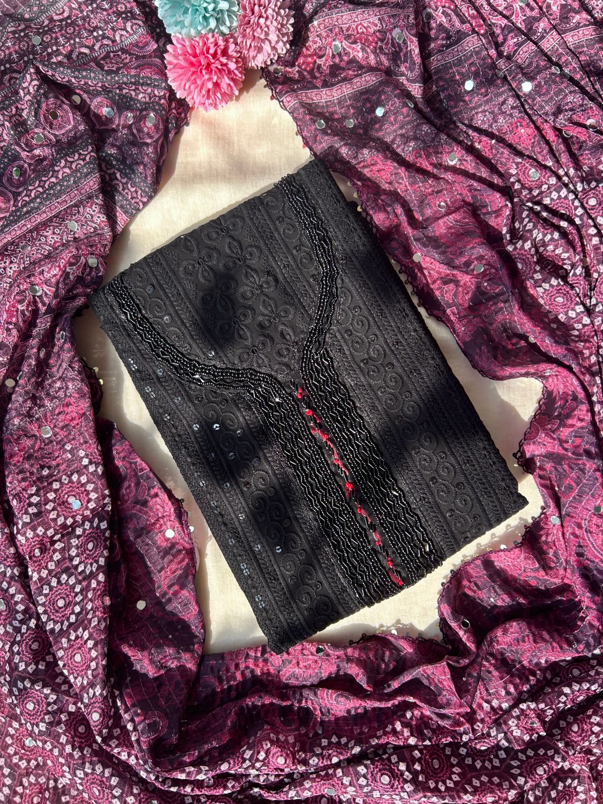 Unstitched Georgette Chikankari set