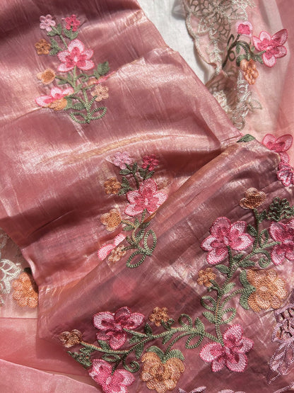 Embroidered crush tissue suit set