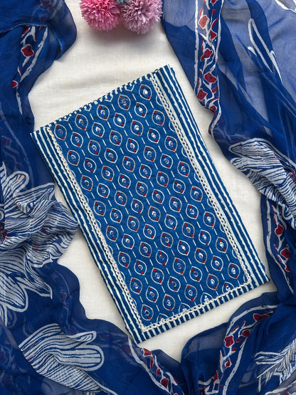 Unstitched Jaipuri Cotton suit set