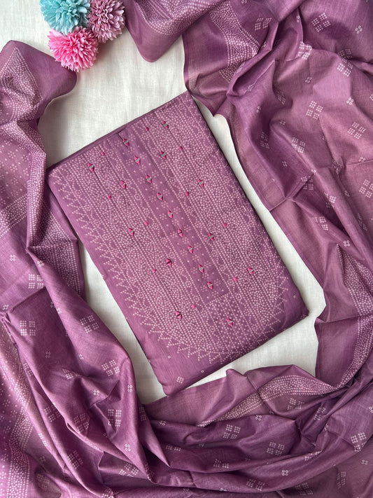 Unstitched roman silk dress material set