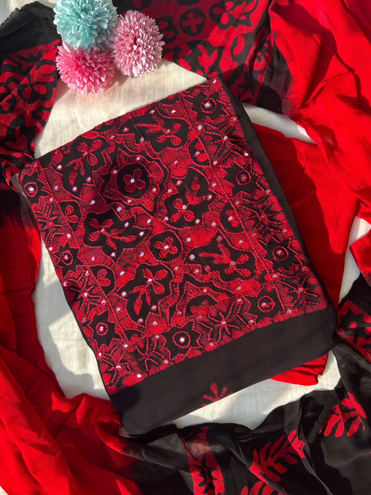 Georgette dress material sets in batik prints