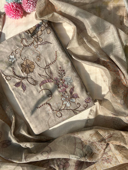 Unstitched Linen dress material set