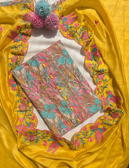 Unstitched Muslin dress material set