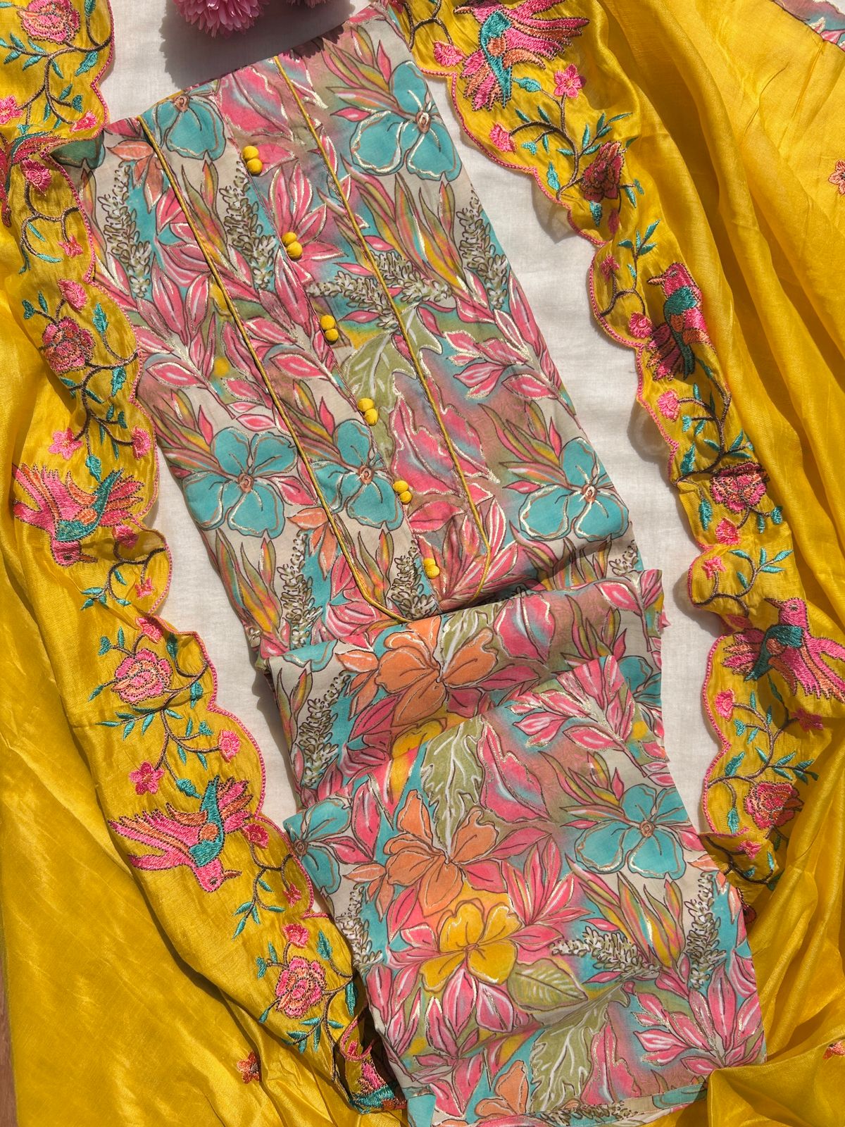 Unstitched Muslin dress material set