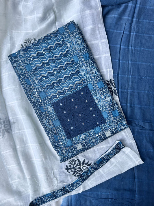 Unstitched Cotton Indigo set