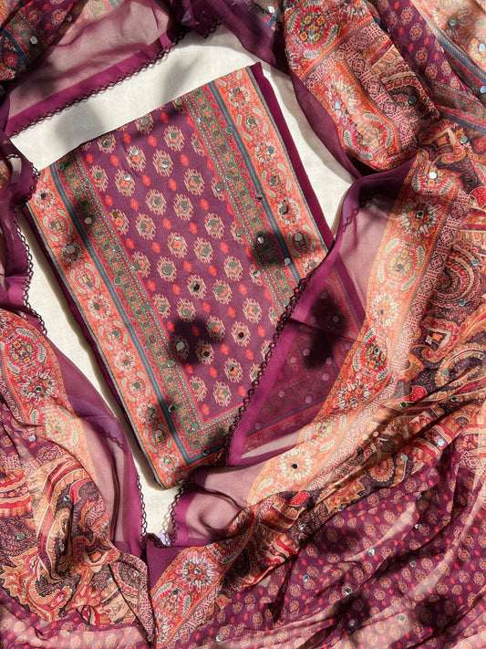 Unstitched Georgette dress material set