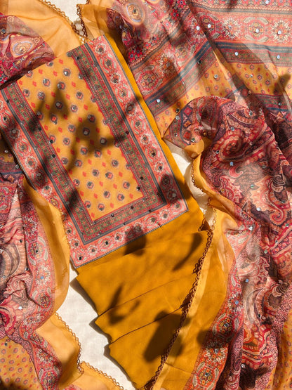 Unstitched Georgette dress material set